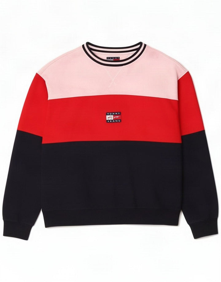 Tommy Hilfiger Felpa da uomo Maglione grande multicolore Colourblock
