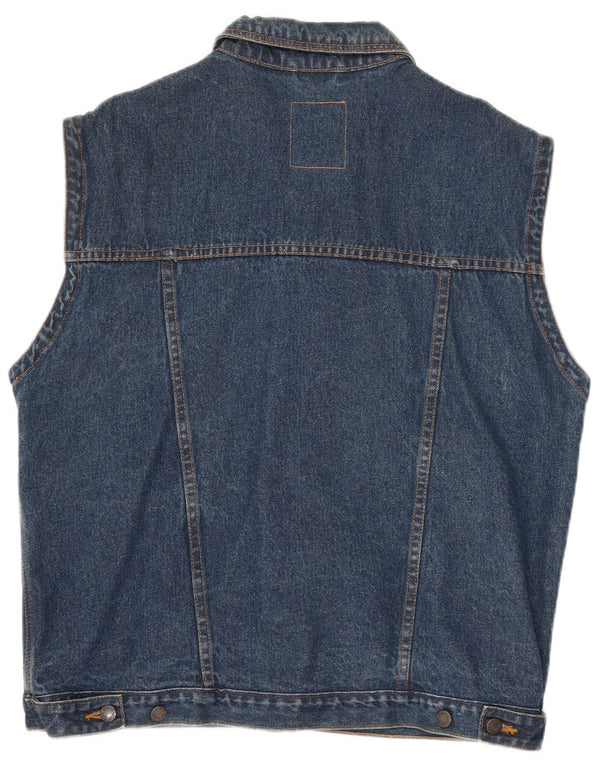 Gilet in denim vintage da uomo UK 40 grande cotone blu