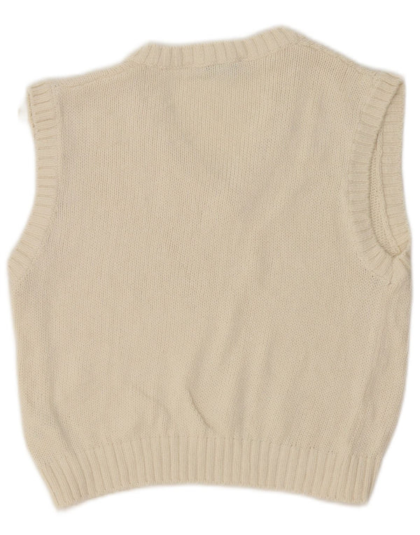 Canotta corta da donna Zara UK 12 cotone bianco medio