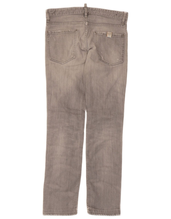 Jeans slim invecchiati da donna Dsquared2 IT 46 Large W32 L30 cotone grigio