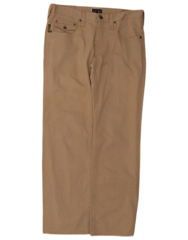 Pantaloni casual dritti da uomo Armani W34 L32 in cotone beige