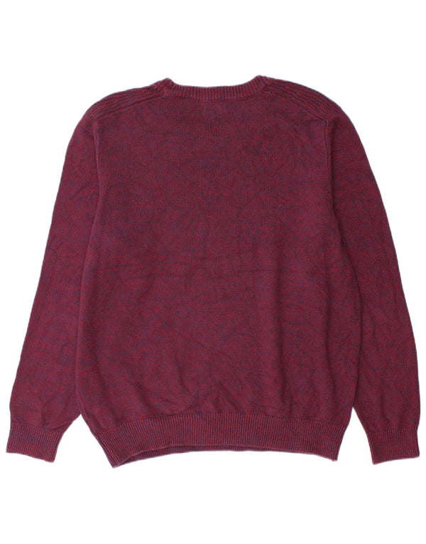 Maglione maglione girocollo da uomo Izod grande cotone bordeaux