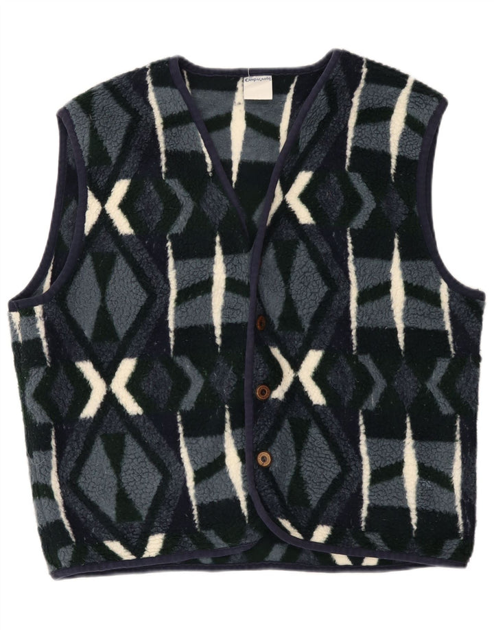 Gilet in pile da uomo Campagnolo UK 38 medio poliestere geometrico blu navy