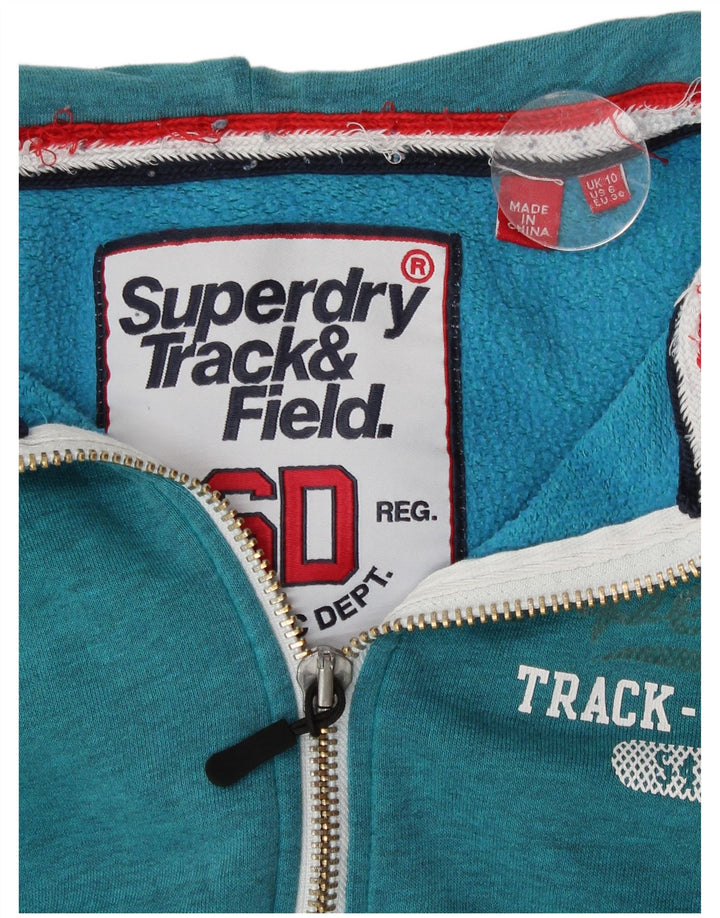 Maglione con cappuccio e zip da donna Superdry UK 10 piccolo cotone turchese