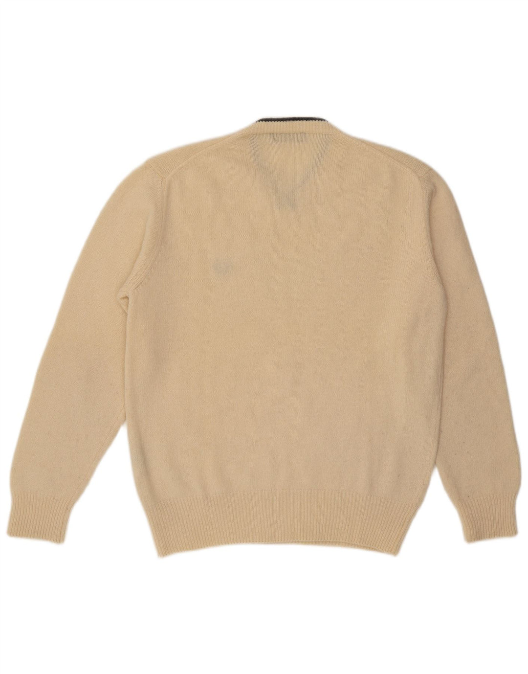 Maglione da uomo con scollo a V Fred Perry, grande, in lana beige