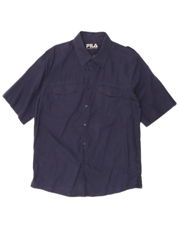 Camicia militare a maniche corte da uomo Fila blu navy medio