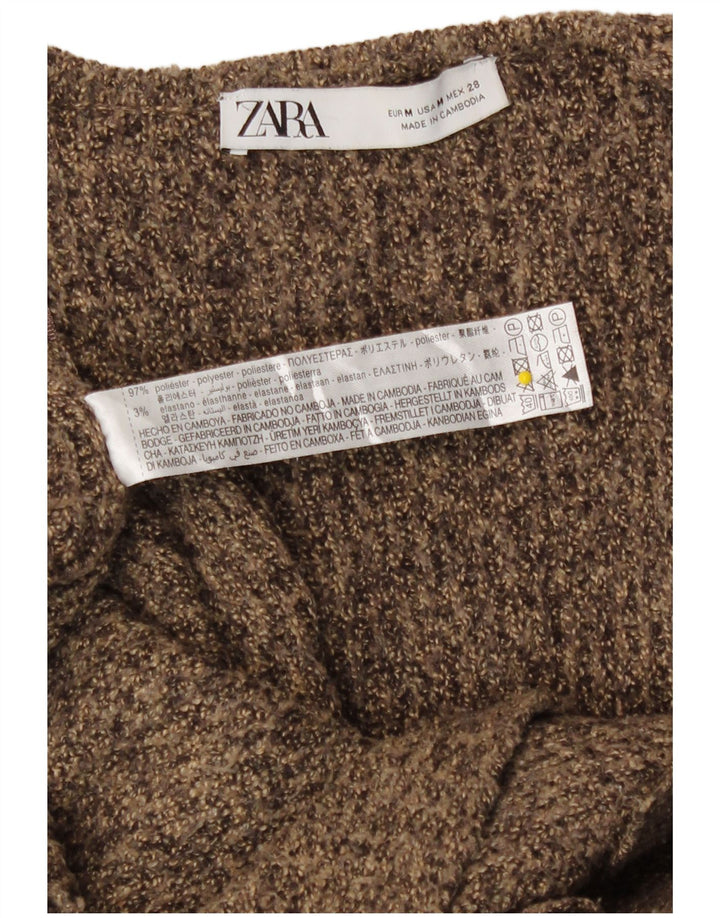 Maglione cardigan oversize lungo da donna Zara UK 14 Marrone medio screziato