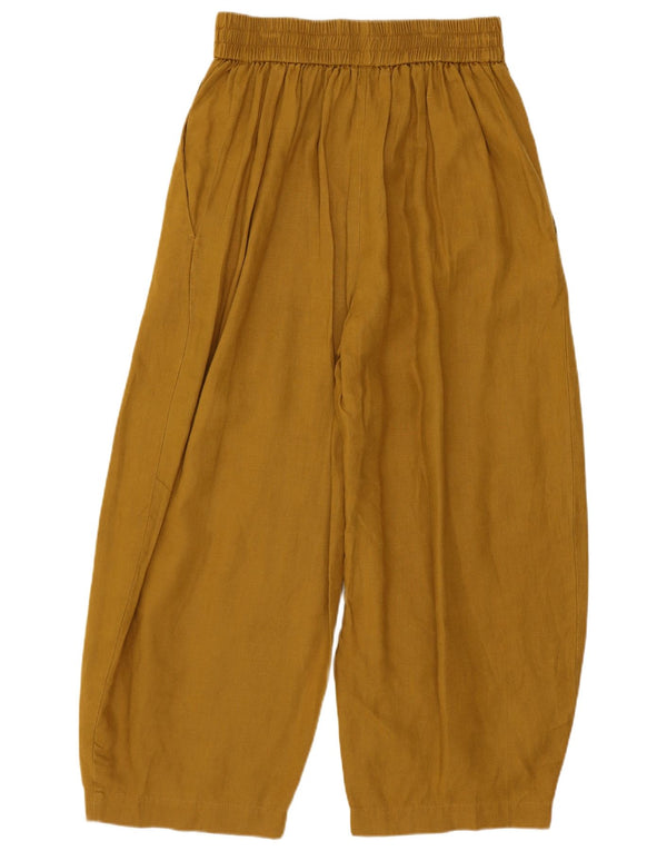 Pantaloni cropped da donna Benetton a gamba larga W28 L22 Lino giallo
