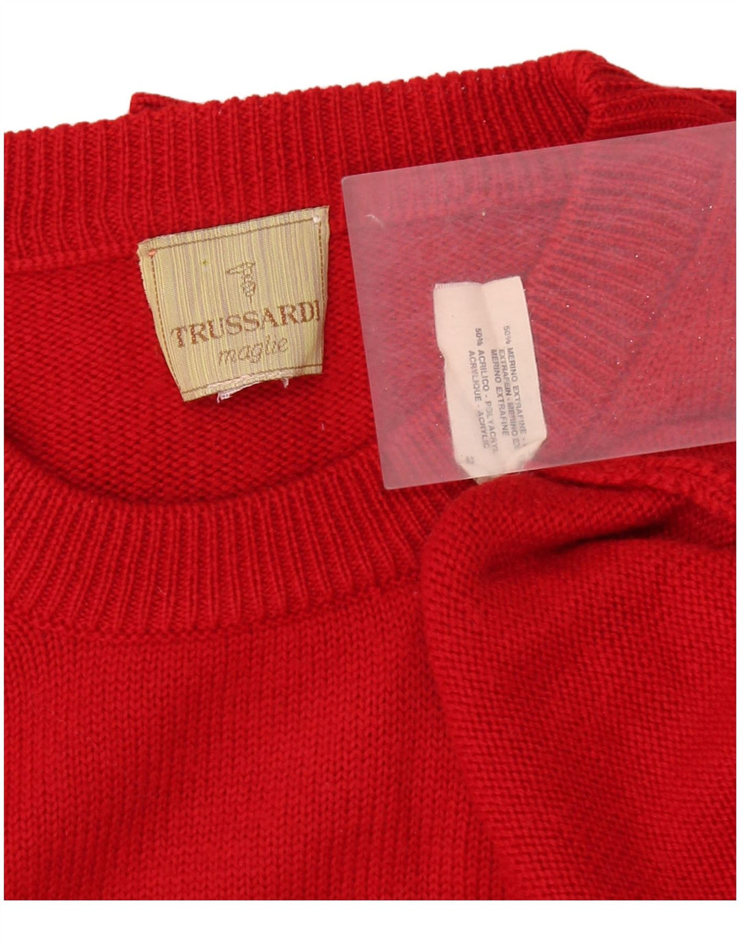 Maglione Uomo Girocollo TRUSSARDI XL Rosso Lana Merino