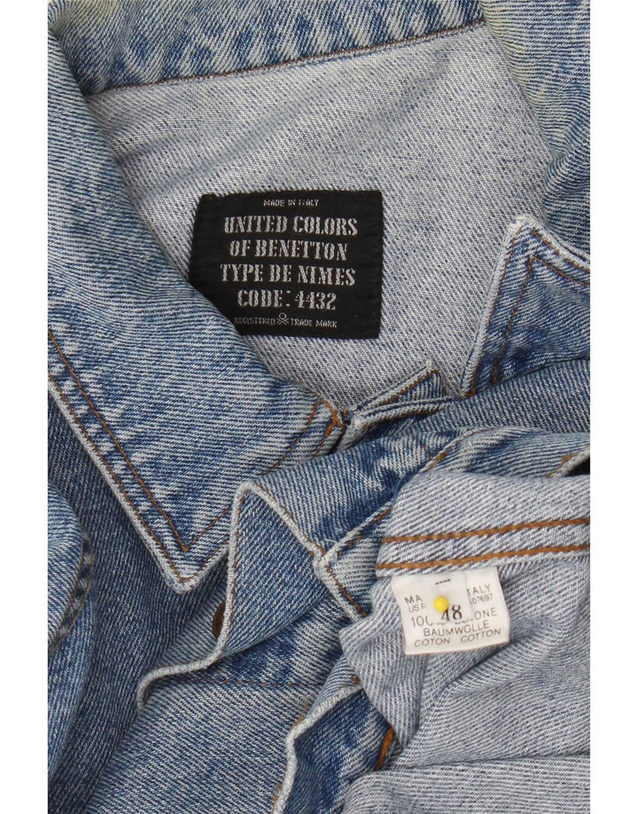 Giacca Jeans Uomo Benetton IT 48 Blu Medio Cotone