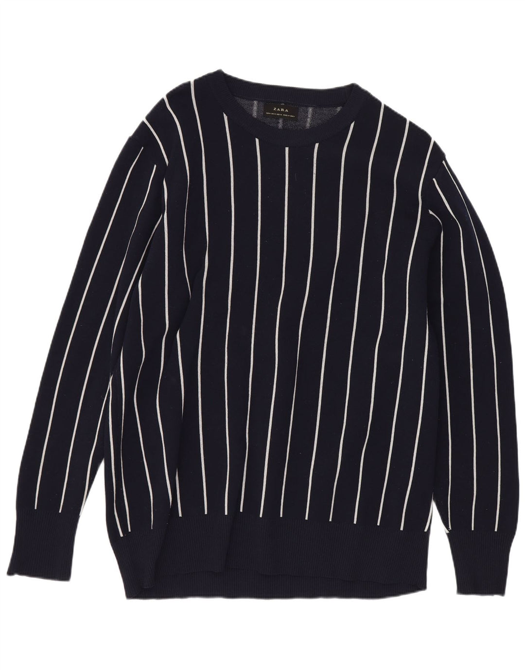 Maglione Zara da uomo con scollo a barchetta, vestibilità regolare, a righe blu navy medie