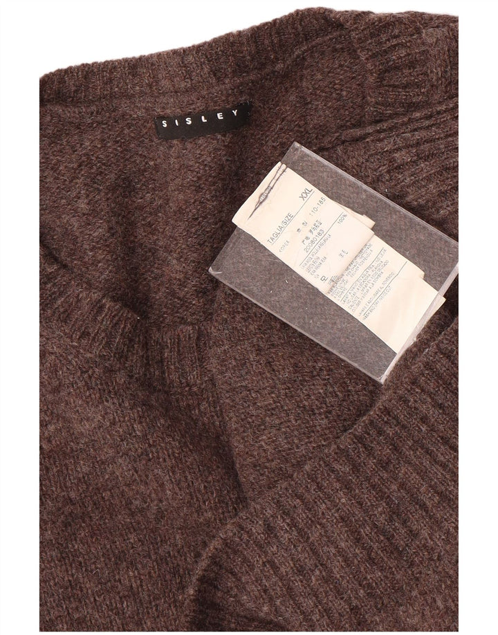 Maglione maglione girocollo da uomo Sisley 2XL lana marrone
