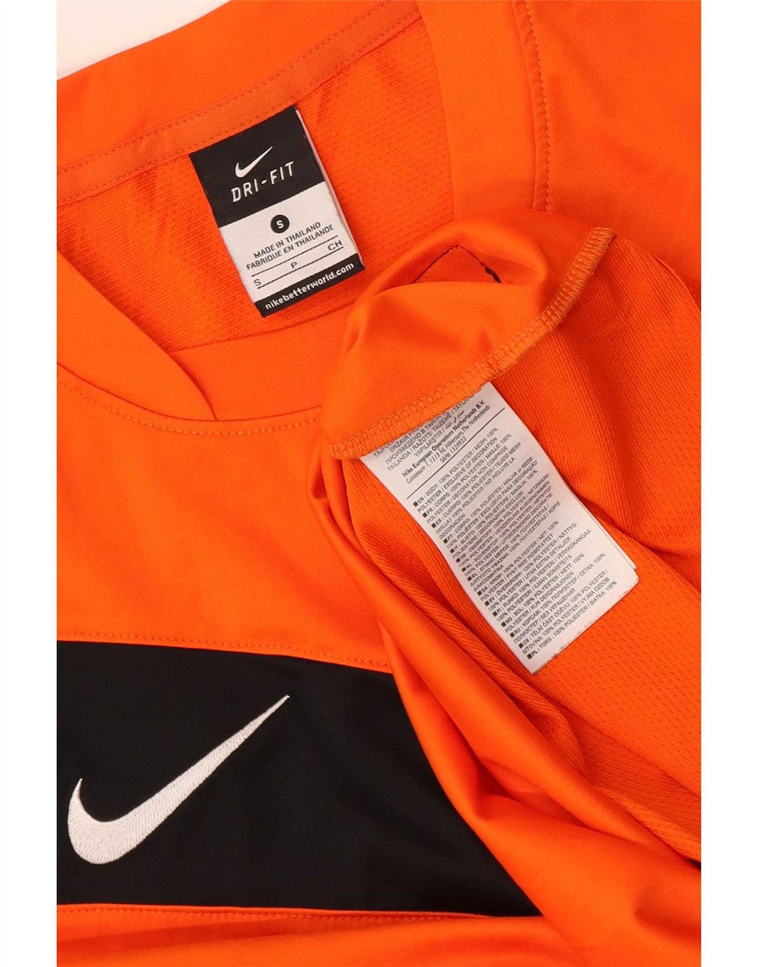 T-shirt grafica Nike Dri Fit da uomo, piccola, in poliestere color block arancione