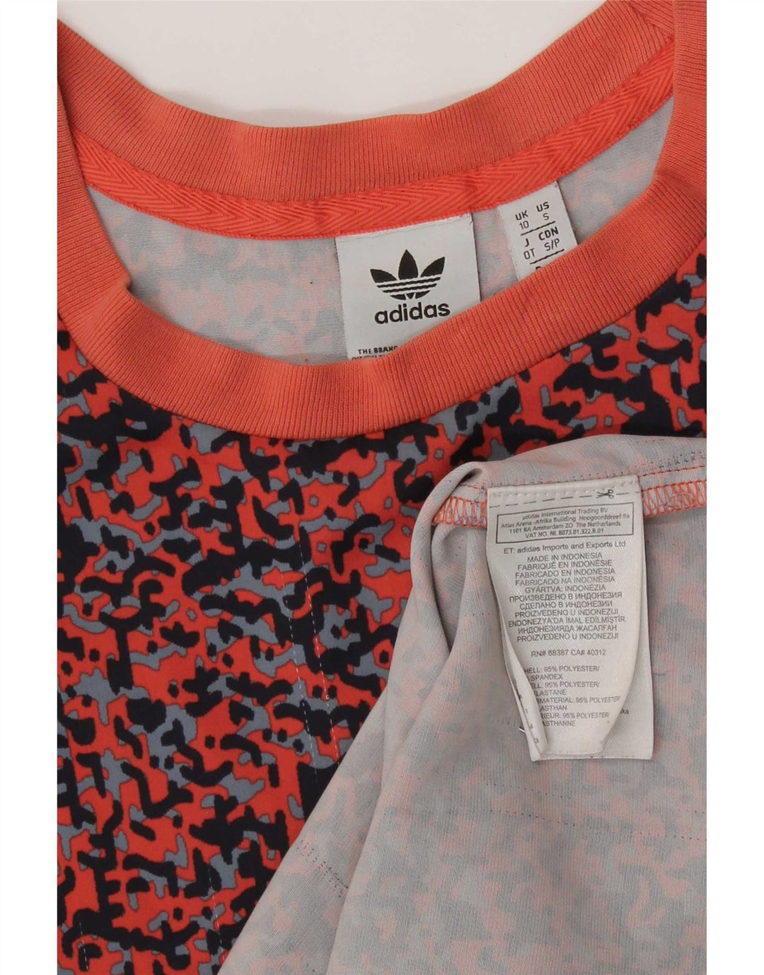 Abito t-shirt da donna con motivo astratto Adidas UK 10 piccolo multicolore