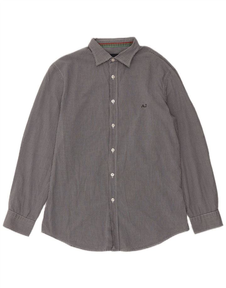 Camicia slim da uomo Armani Jeans, grande, a quadretti blu navy