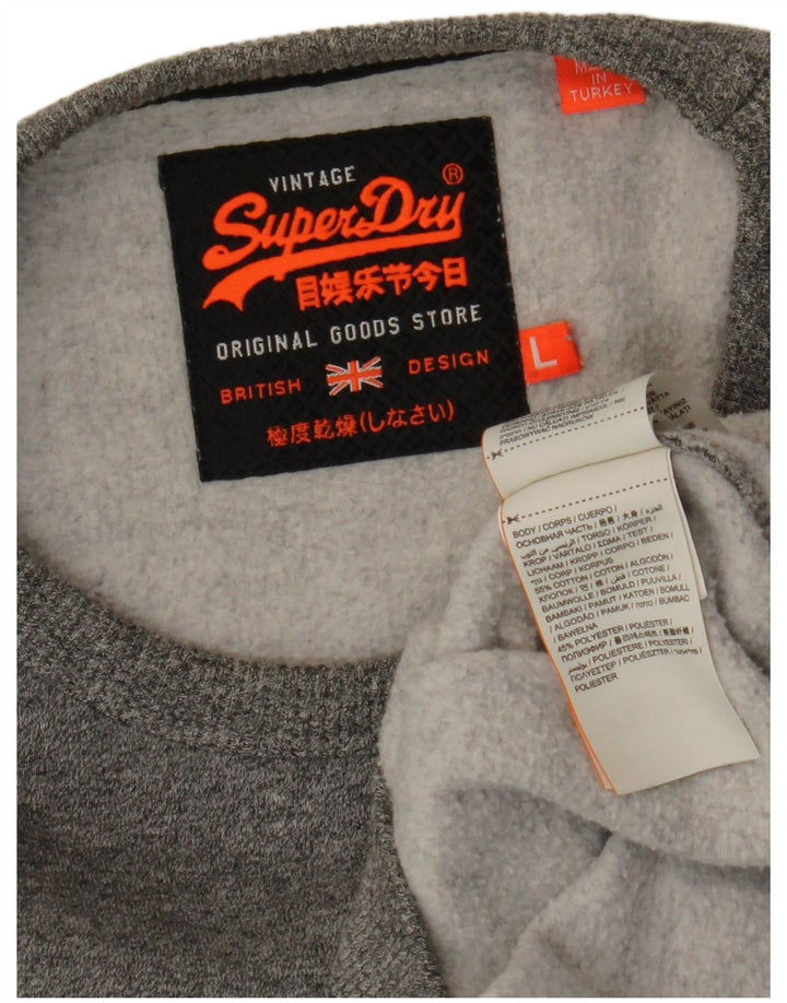 Felpa grafica da uomo SUPERDRY Maglione grande cotone chiazzato grigio