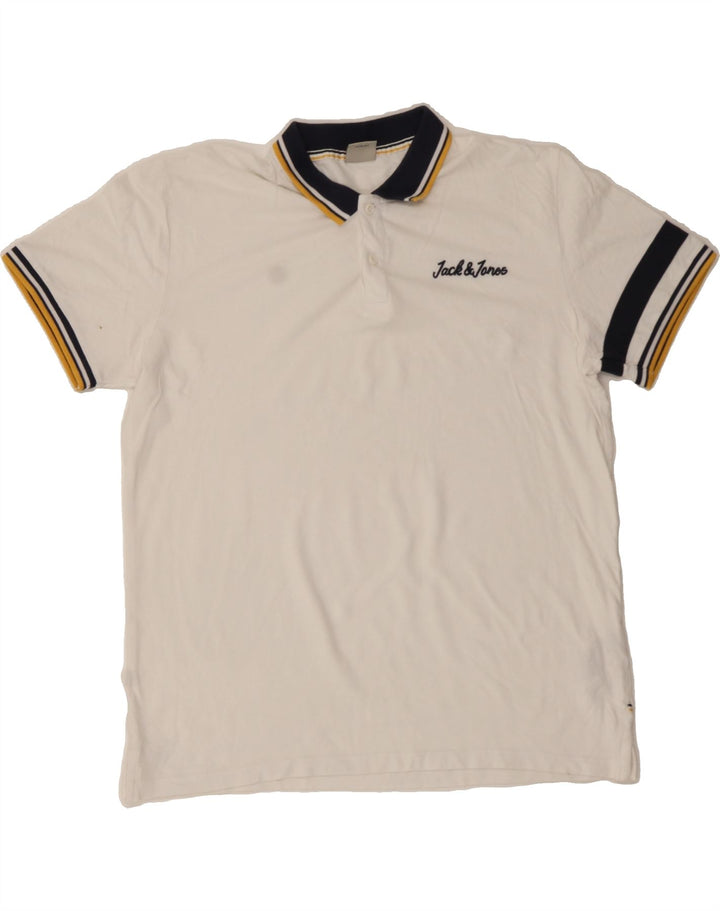 JACK & JONES Mens Polo Shirt XL White Cotton Vintage Jack & Jones and Second-Hand Jack & Jones from Messina Hembry 