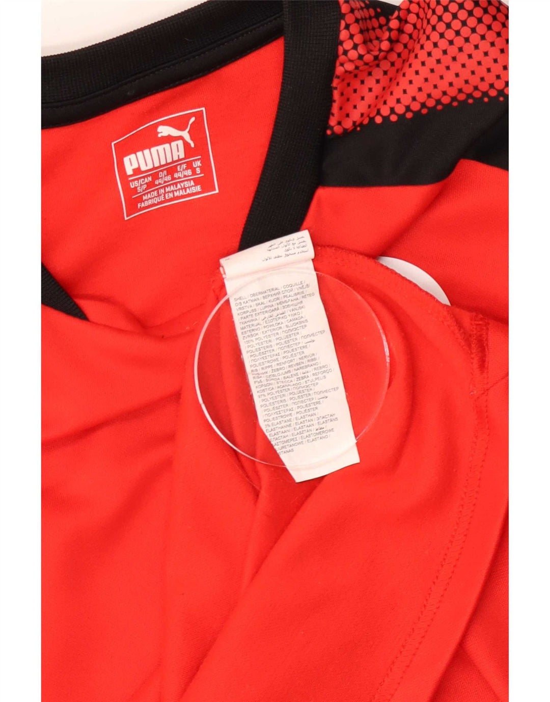 Puma Maglietta grafica da uomo a maniche lunghe piccola rossa in poliestere color block