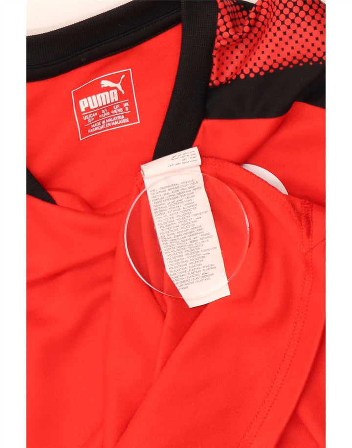 Puma Maglietta grafica da uomo a maniche lunghe piccola rossa in poliestere color block