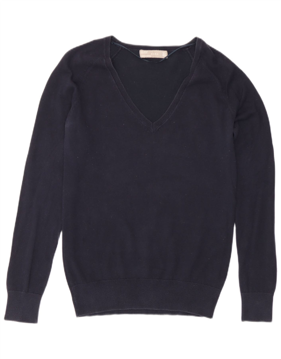Maglione Zara da donna con scollo a V UK 16 grande blu navy
