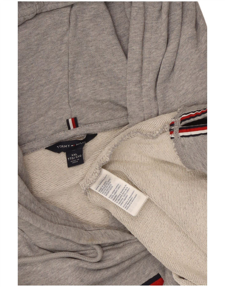Maglione con cappuccio grafico da uomo Tommy Hilfiger 2XL cotone grigio