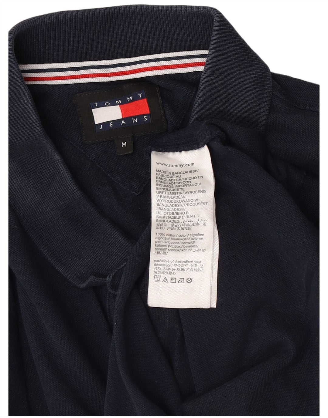 Polo da uomo a maniche lunghe Tommy Hilfiger in cotone blu navy medio