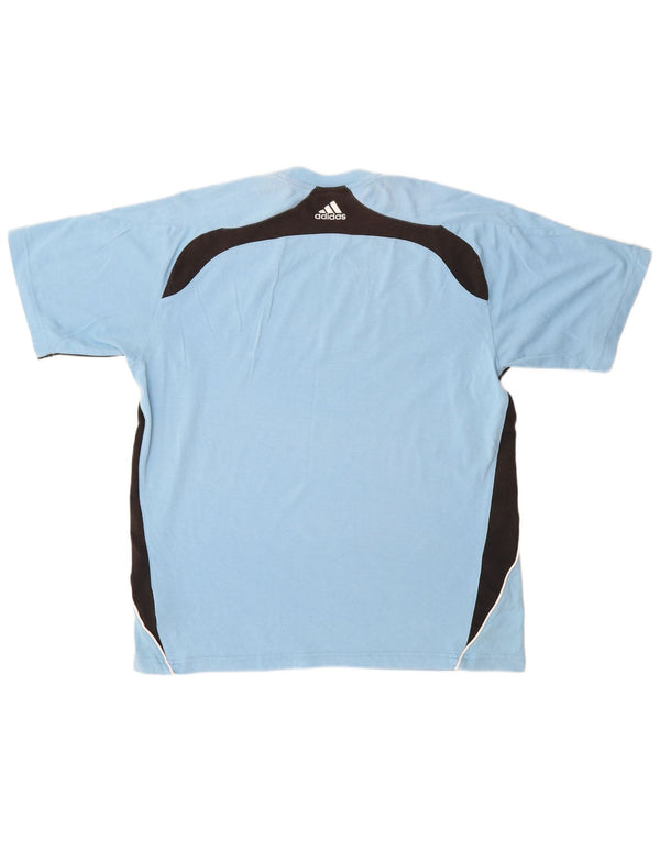 T-shirt ADIDAS da uomo Climalite UK 40/42 Cotone color block blu medio