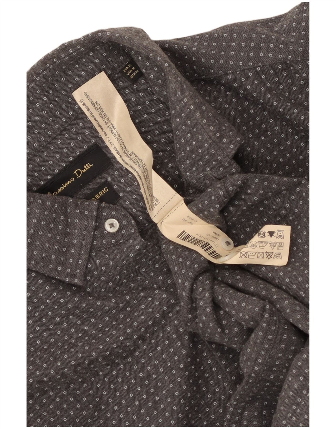 Camicia da uomo Massimo Dutti in cotone geometrico grigio medio