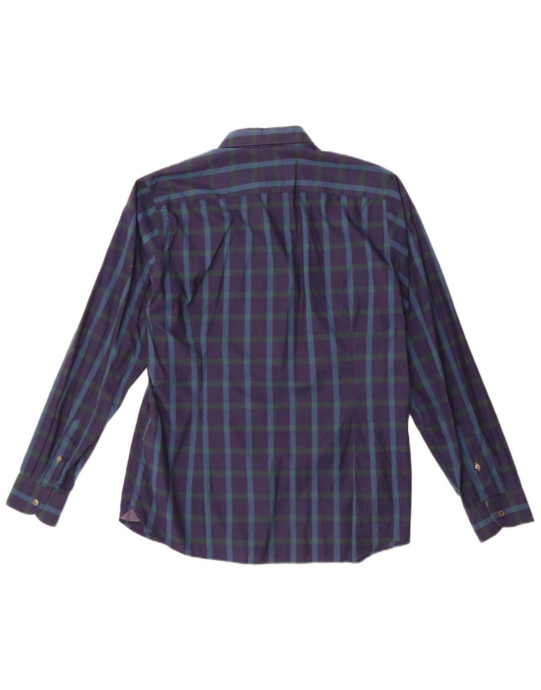 Camicia da uomo Ted Baker taglia 4 grande cotone a quadri blu navy