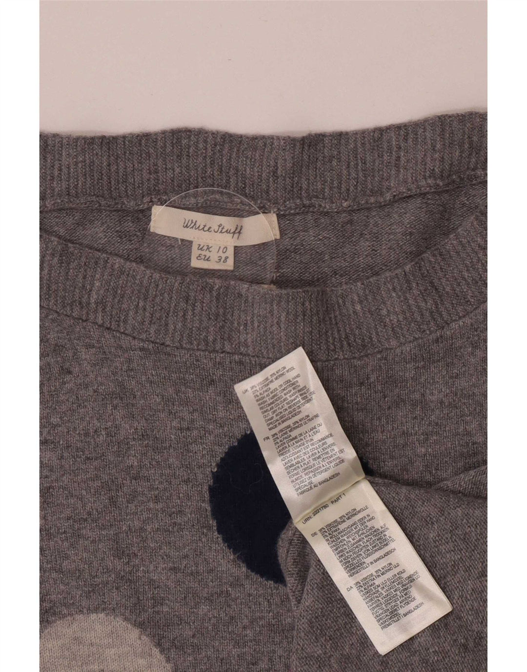 Maglione maglione con scollo a barca da donna White Stuff UK 10 Piccolo grigio geometrico
