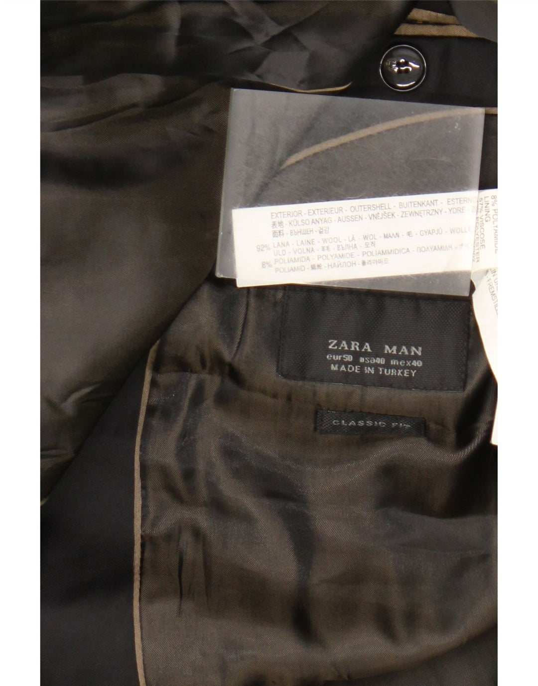 Giacca blazer a 2 bottoni classica da uomo Zara EU 50 lana nera media