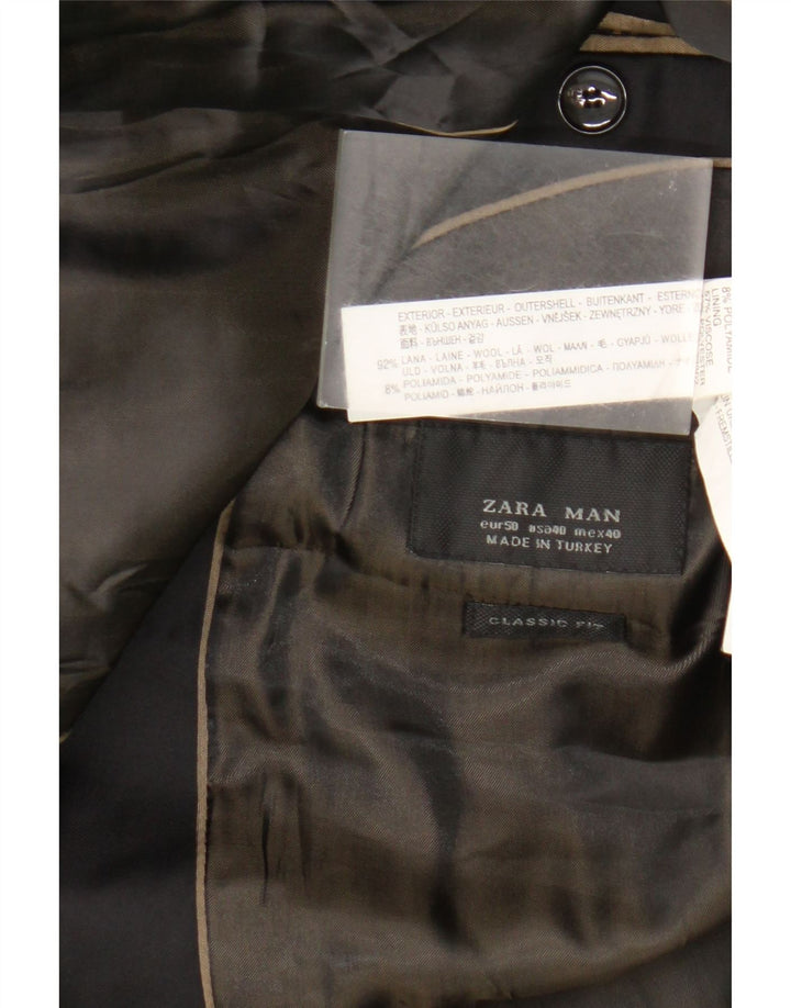 Giacca blazer a 2 bottoni classica da uomo Zara EU 50 lana nera media