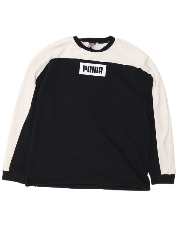Felpa Puma da uomo con vestibilità regolare grafica, maglione XL, cotone color block nero