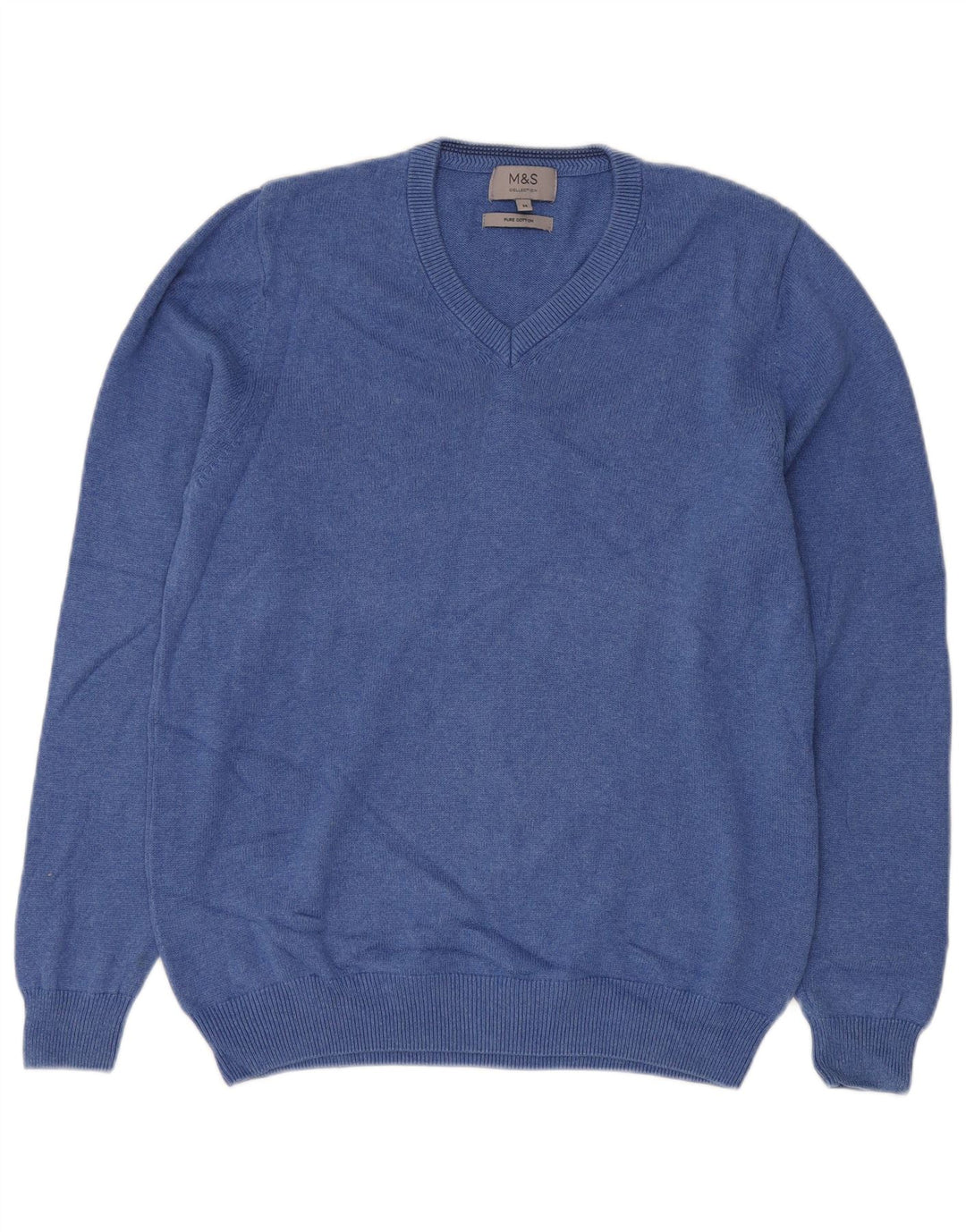 MARKS & SPENCER Maglione da uomo con scollo a V in cotone blu medio
