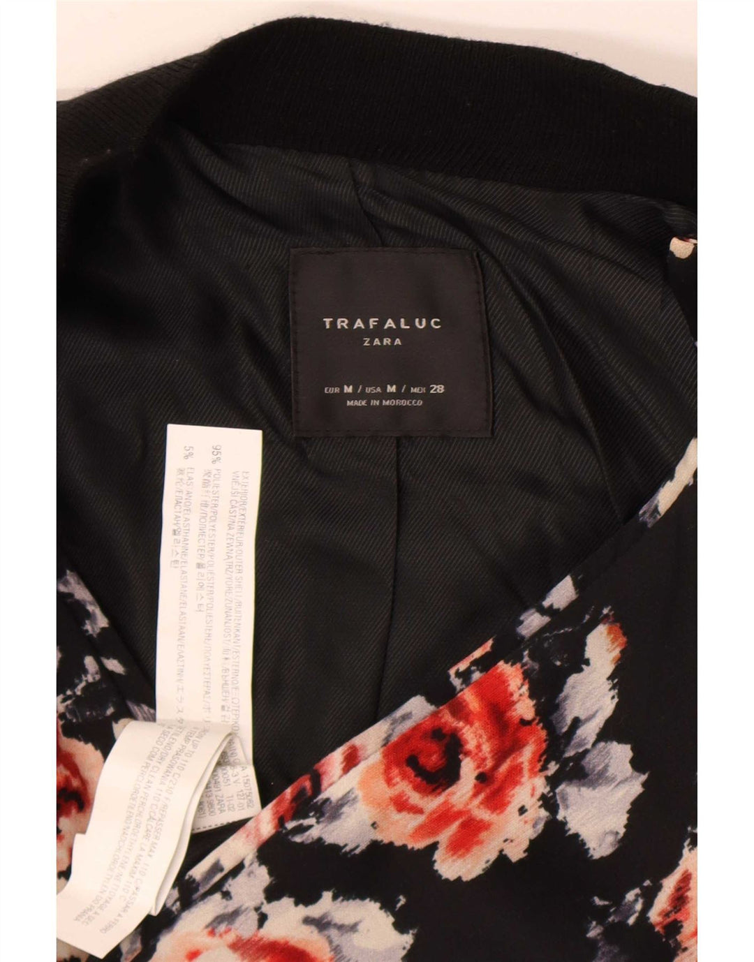 Giubbotto bomber da donna Zara UK 12 poliestere floreale nero medio