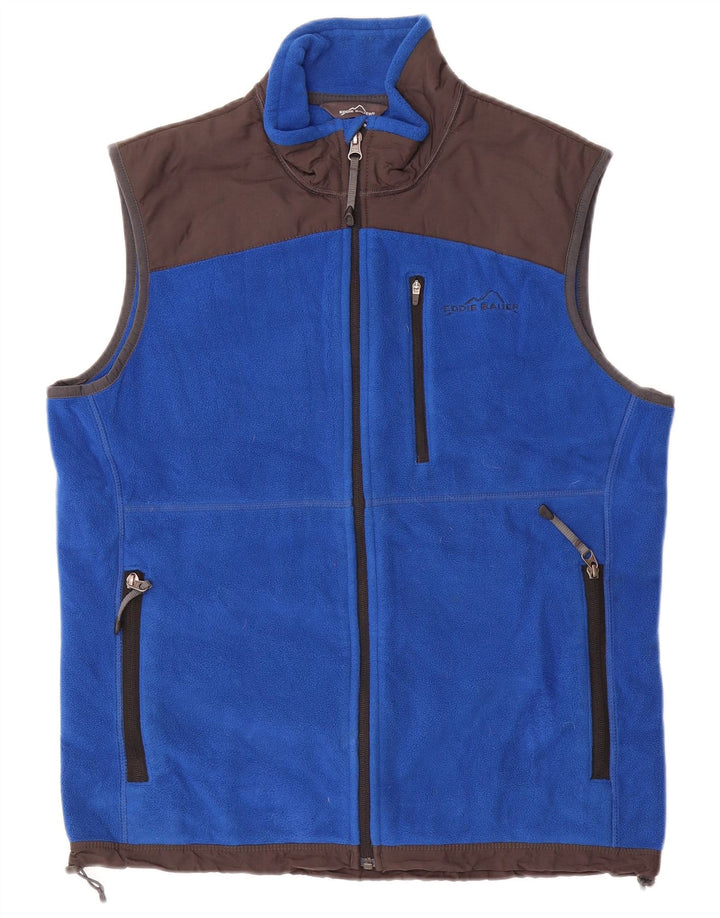 EDDIE BAUER Gilet in pile da uomo UK 36 Small Blu Colourblock Poliestere