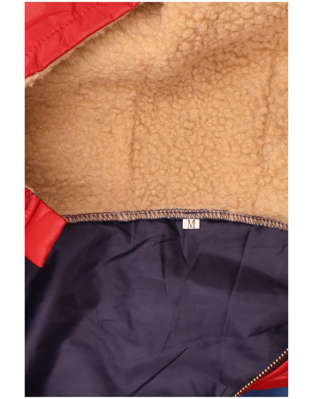 Giacca imbottita con cappuccio da donna vintage UK 14 Colorblock blu medio