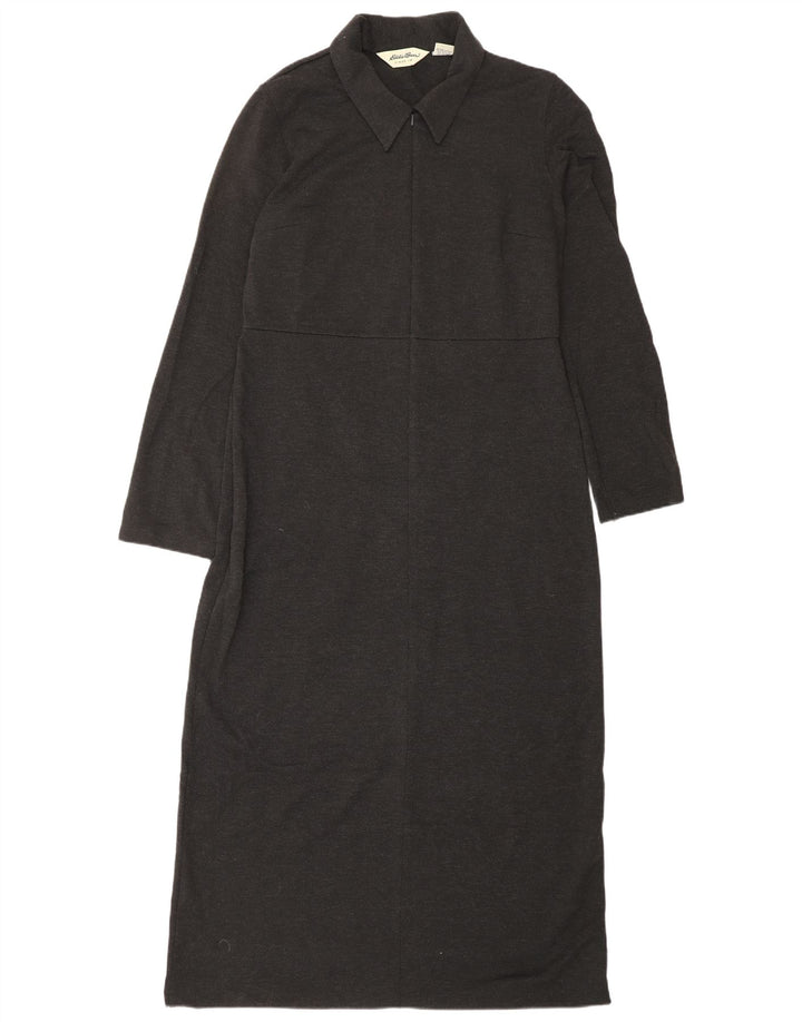 EDDIE BAUER Abito maxi a maniche lunghe oversize da donna UK 10 piccolo grigio