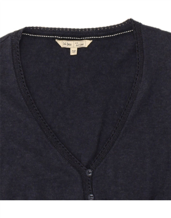 FAT FACE Womens Longline Cardigan Sweater UK 12 Medium Navy Blue Vintage Fat Face and Second-Hand Fat Face from Messina Hembry 