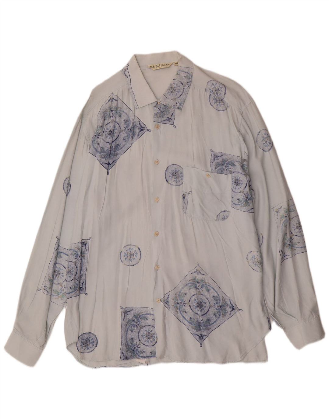 Camicia Uomo VINTAGE XL Viscosa geometrica Blu