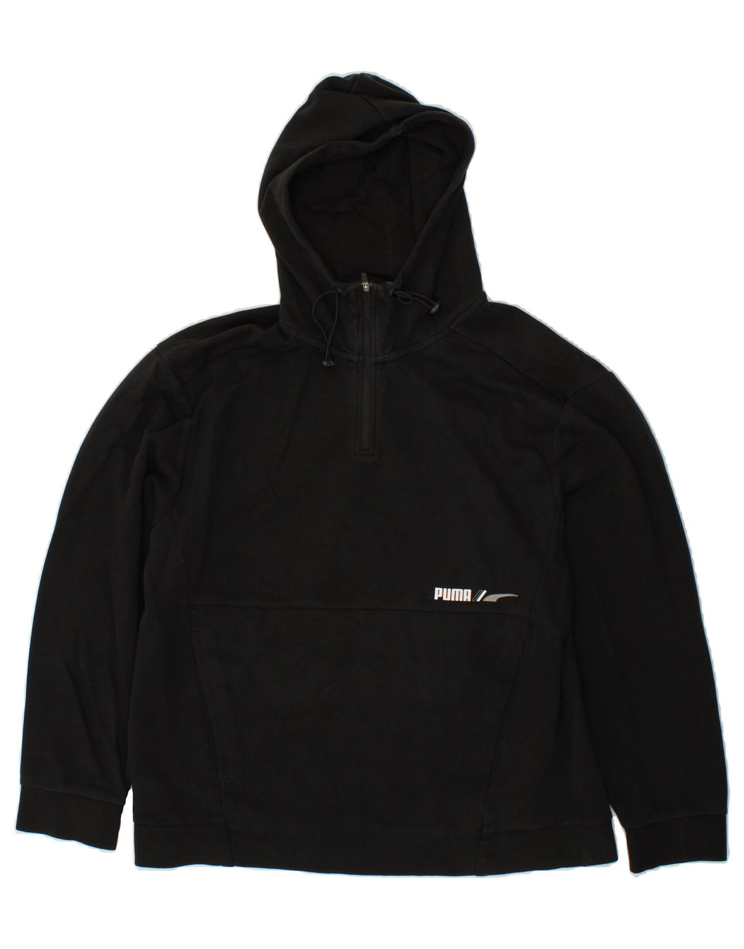 PUMA Mens Hoodie Jumper Large Black Polyester Vintage Puma and Second-Hand Puma from Messina Hembry 