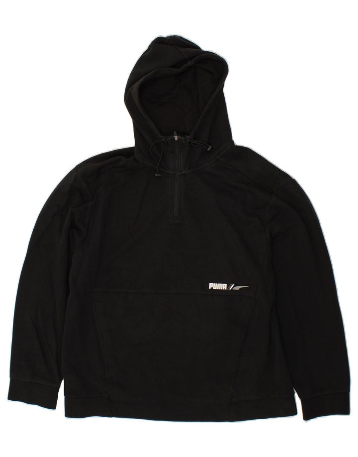 PUMA Mens Hoodie Jumper Large Black Polyester Vintage Puma and Second-Hand Puma from Messina Hembry 