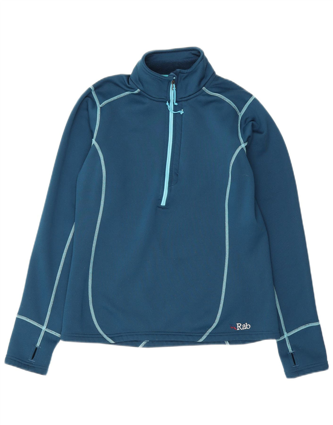 Felpa da donna con collo con zip Rab, maglione, UK 12, poliestere blu medio