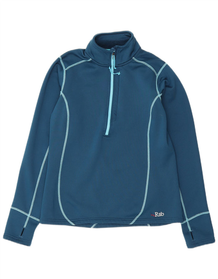 Felpa da donna con collo con zip Rab, maglione, UK 12, poliestere blu medio