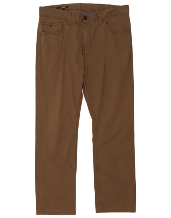 Pantaloni casual dritti da uomo Tommy Hilfiger W34 L30 cotone marrone