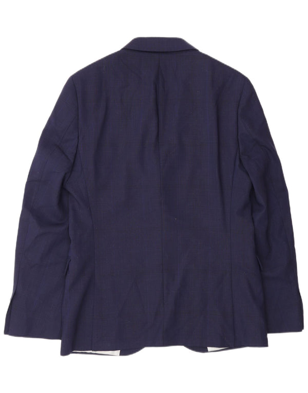 Giacca blazer slim fit da uomo Dkny a 2 bottoni UK 38 lana blu navy media