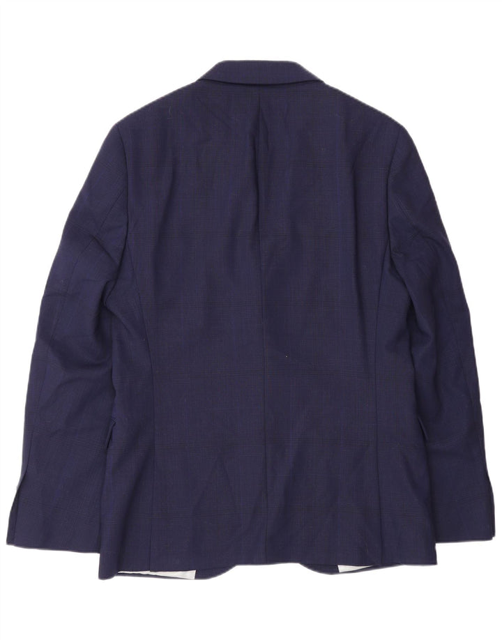 Giacca blazer slim fit da uomo Dkny a 2 bottoni UK 38 lana blu navy media