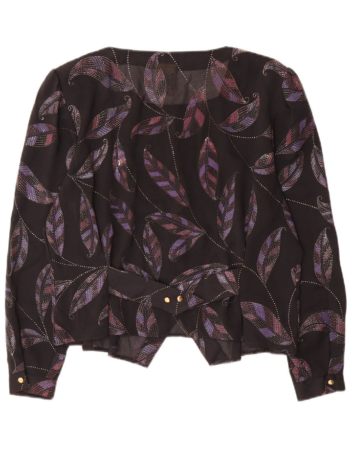 YESSICA Womens Abstract Pattern Crop Shirt Blouse EU 44 XL Black Polyester