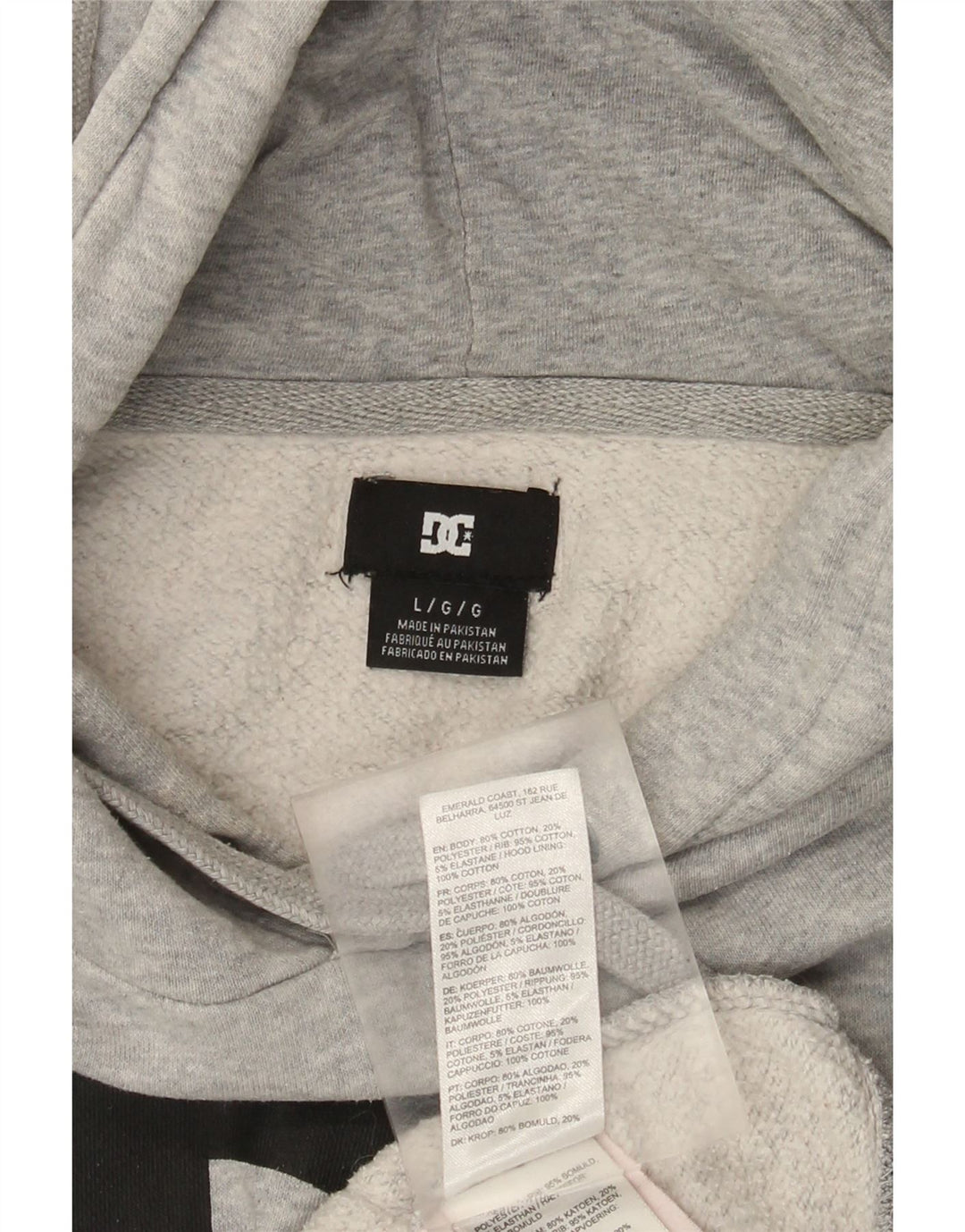 Felpa con cappuccio grafica DC da uomo, grande, in cotone grigio screziato