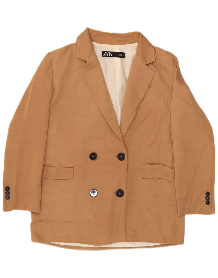 Giacca blazer doppiopetto oversize da donna ZARA UK 10 piccola Beige